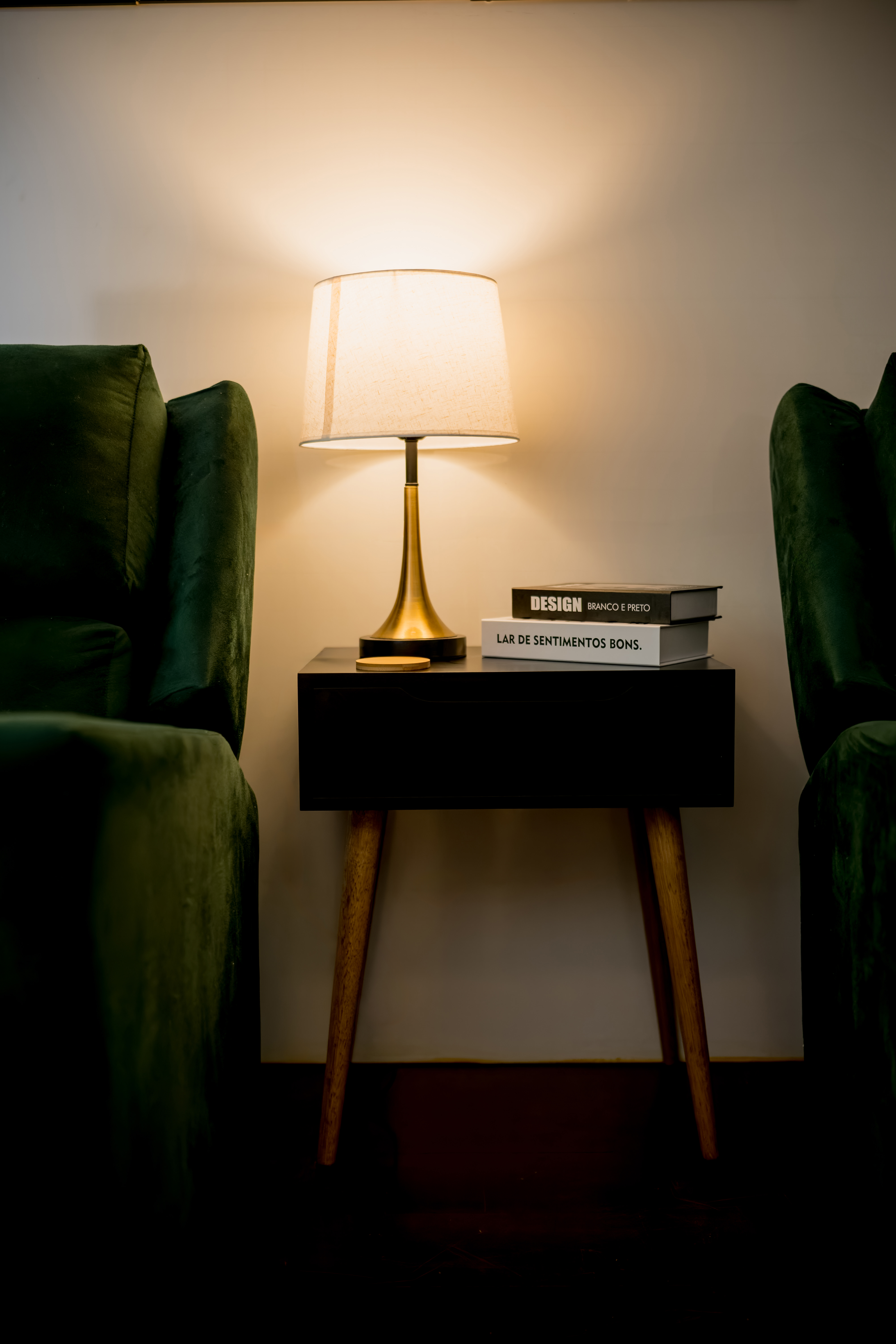 Bedside lamp with books